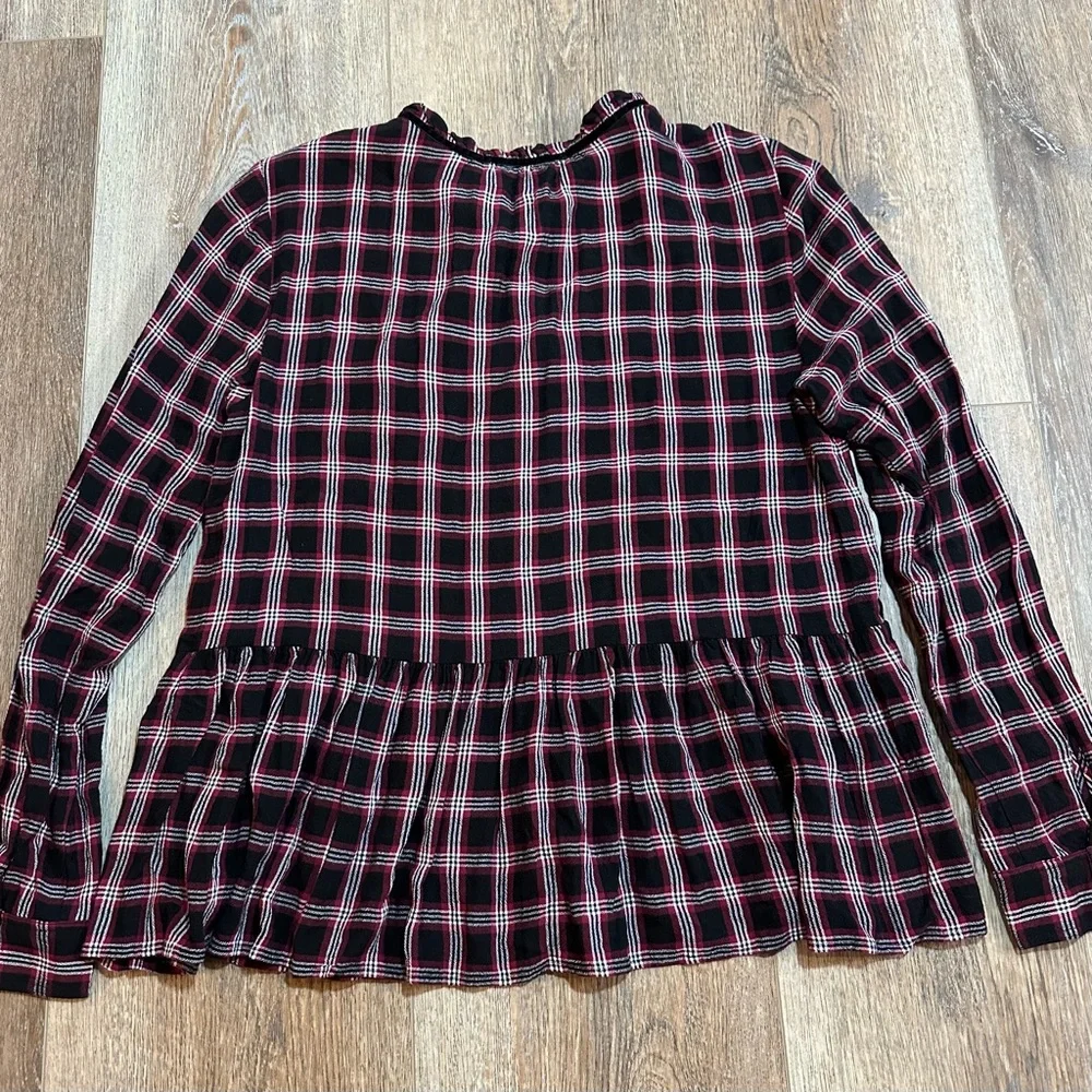 LOFT Black and Red Checkered Blouse - Picture 5 of 5